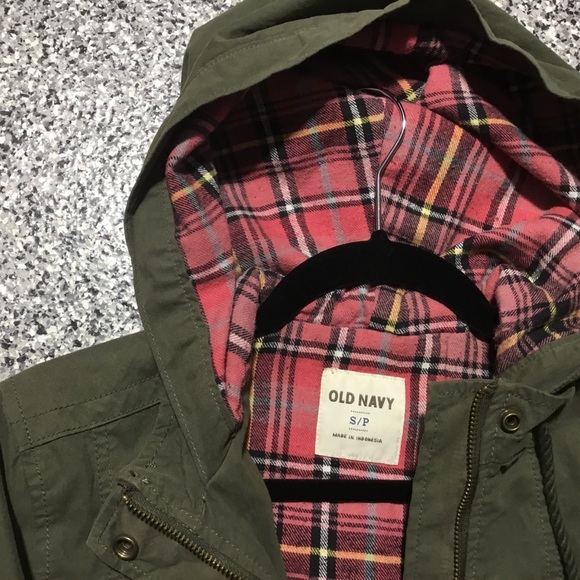 Old Navy โฆ Army Green & Pink Plaid Utility Coat (S) - Picture 3 of 9